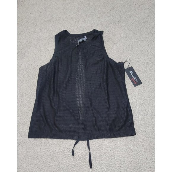 Wildfox Women's‎ Black Activewear Tank Top Sleeveless Drawstring Hem Size XL NWT - Picture 3 of 11